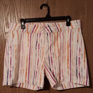 Isaac Mizrahi White & Multi-Colored Shorts Womens Size 10